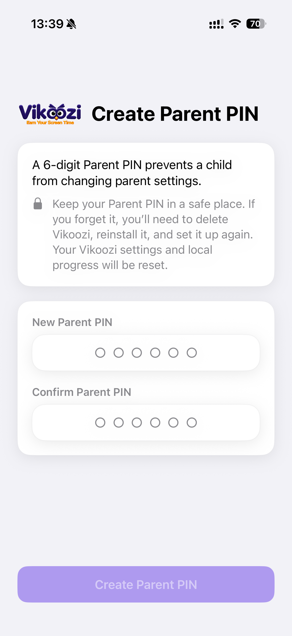 Vikoozi grown-up settings screenshot 1